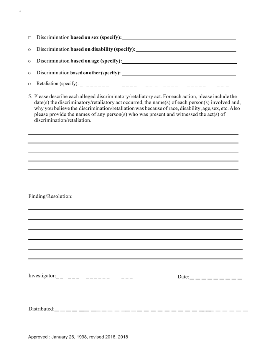 Attachment A Discrimination Complaint Form - Louisiana, Page 6