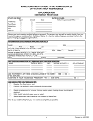 Application for Emergency Assistance - Maine, Page 3