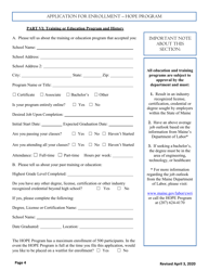 Application for Enrollment - Hope Program - Maine, Page 4