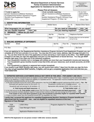 Form DHS/FIA9702 &quot;Application for Assistance for One Person&quot; - Maryland