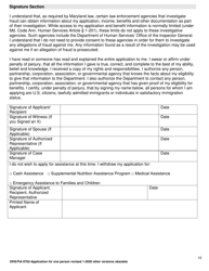 Form DHS/FIA9702 Application for Assistance for One Person - Maryland, Page 15