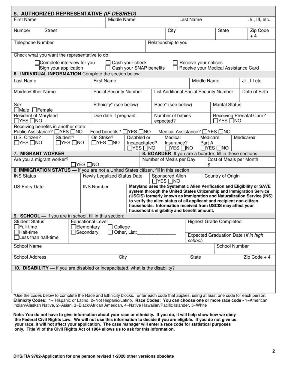 Form DHS/FIA9702 - Fill Out, Sign Online and Download Printable PDF ...