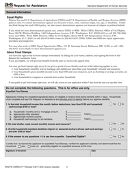 Form DHS/FIA CARES9711 Request for Assistance - Maryland, Page 2