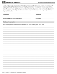 Form DHS/FIA CARES9711 Request for Assistance - Maryland, Page 8