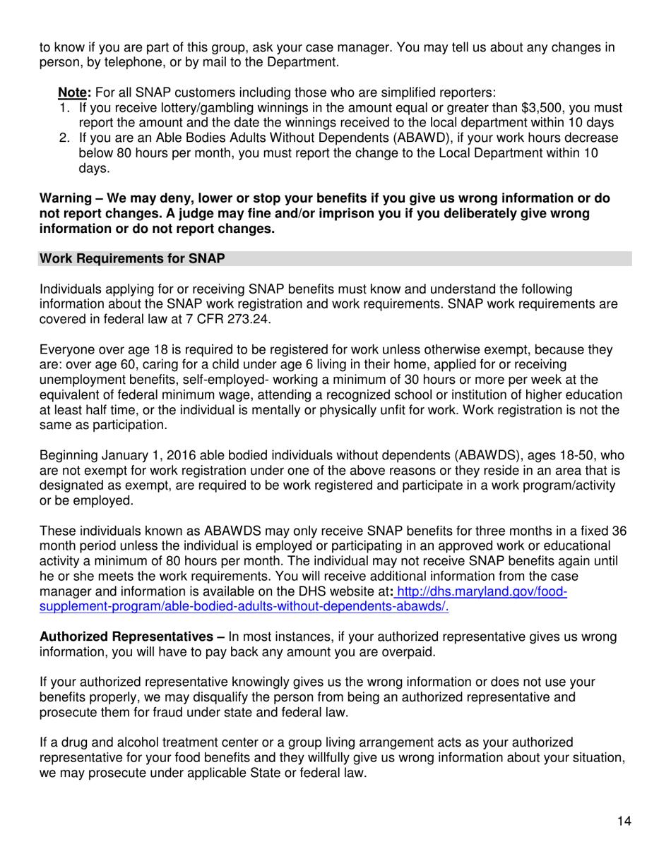 Form DHS / FIA CARES9701 Family Investment Administration Application for Assistance - Maryland, Page 14