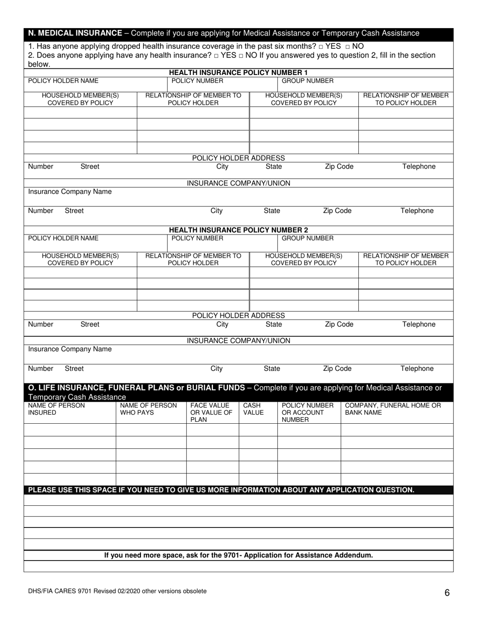 Form DHS / FIA CARES9701 Family Investment Administration Application for Assistance - Maryland, Page 6