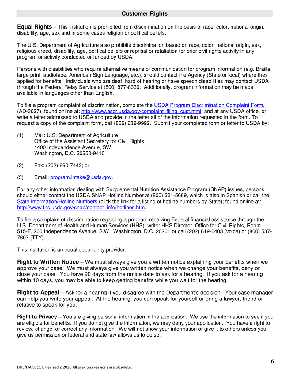 Form DHS / FIA9711 Elderly Simplified Application Project - Maryland, Page 6