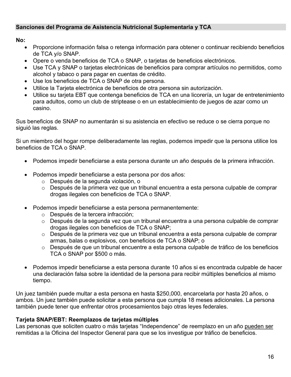 Formulario DHS / FIA CARES9701 Administracion De Inversiones Familiares Solicitud De Asistencia - Maryland (Spanish), Page 16