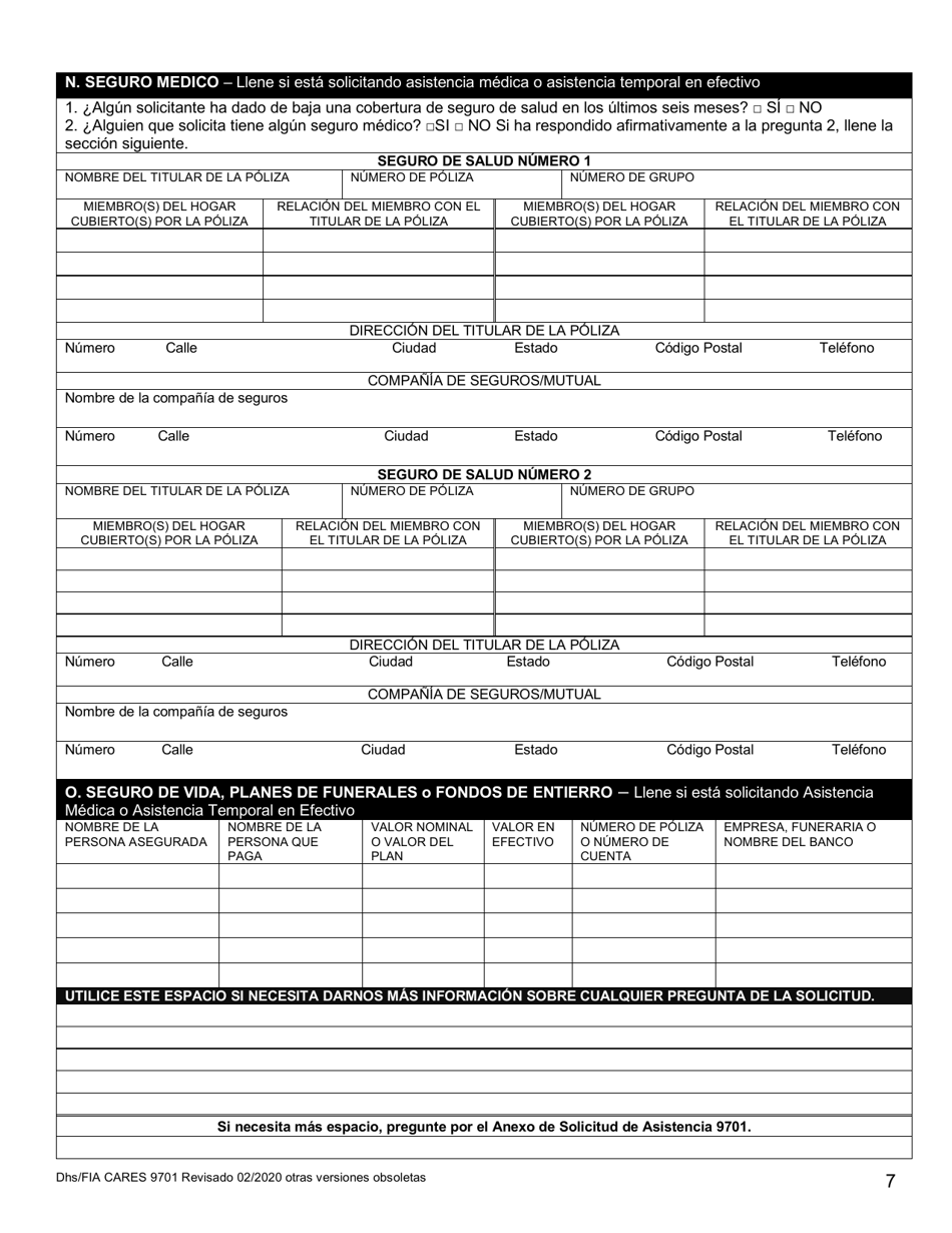 Formulario DHS / FIA CARES9701 Administracion De Inversiones Familiares Solicitud De Asistencia - Maryland (Spanish), Page 7