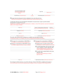 Form CC-DC-049BLS Request for Accommodation for Person With Disability - Maryland (English/Spanish), Page 2