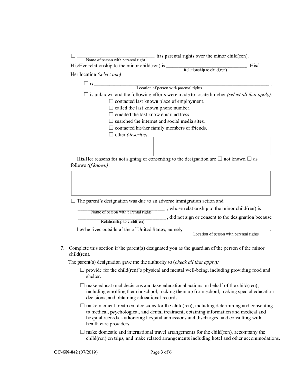 Form CC-GN-042 Petition by Standby Guardian (Judicial Appointment) - Maryland, Page 3