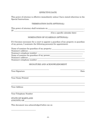 Maryland Statutory Form Personal Financial Power of Attorney - Maryland, Page 8