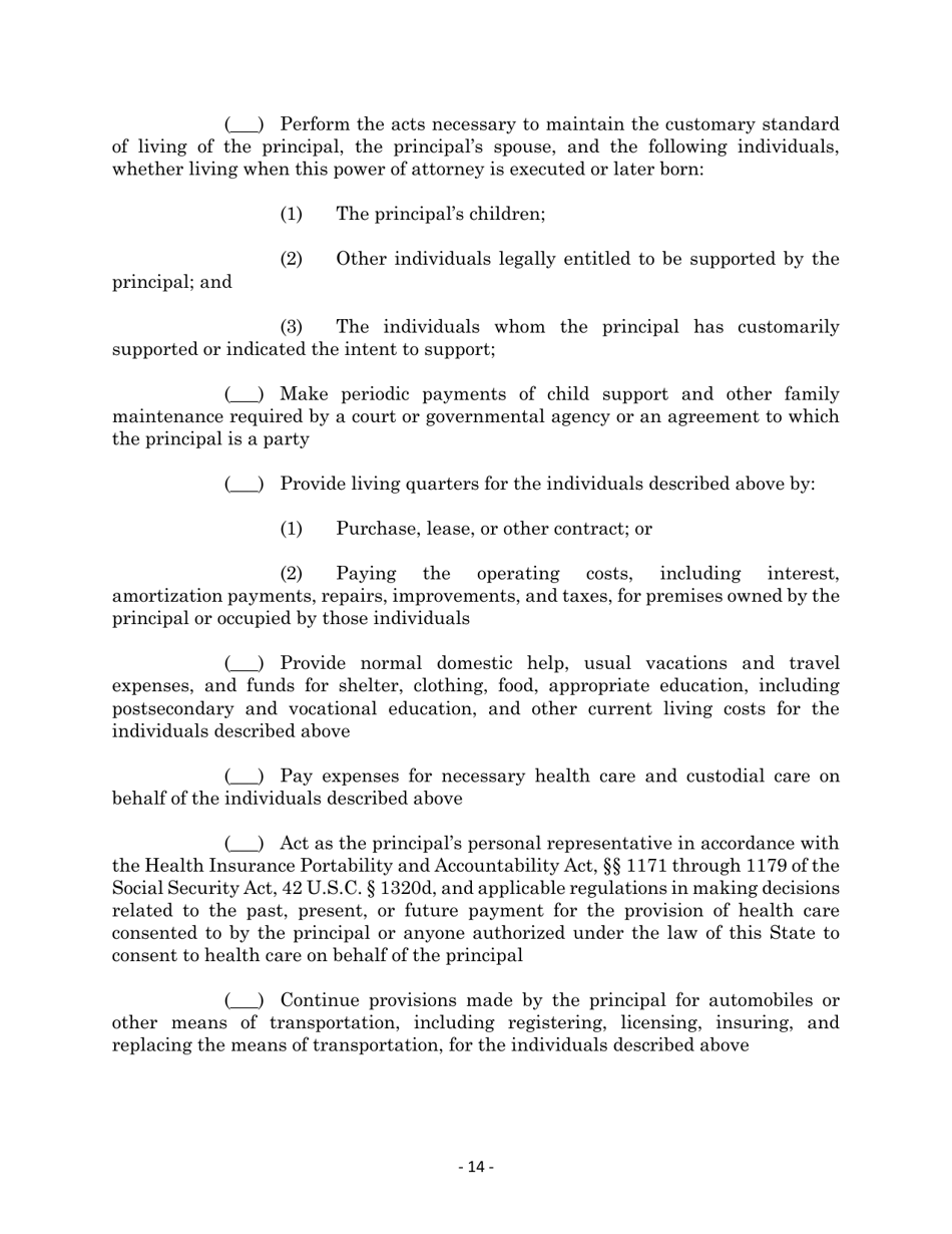 Maryland Statutory Form Limited Power of Attorney - Maryland, Page 14