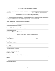 Maryland Statutory Form Limited Power of Attorney - Maryland, Page 20