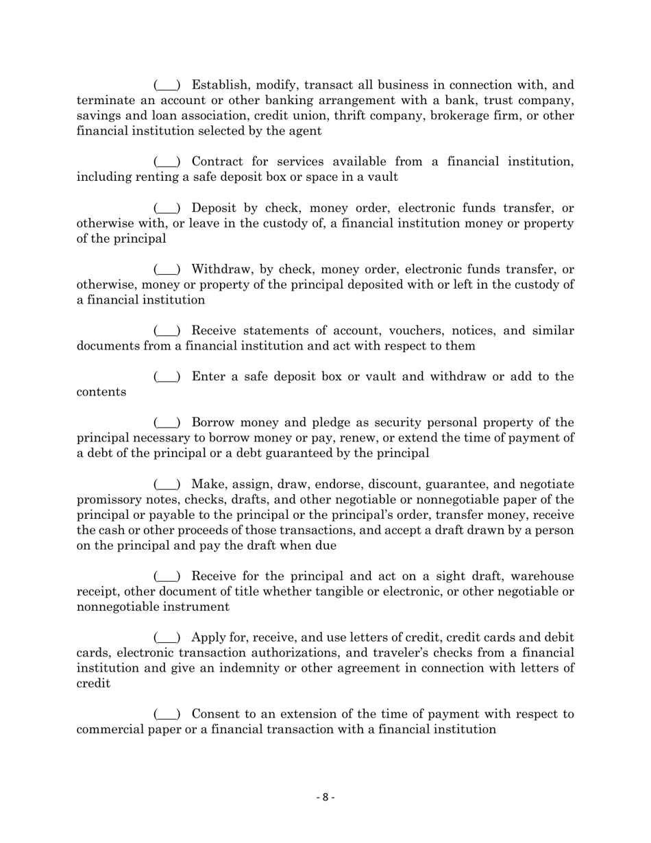 Maryland Statutory Form Limited Power of Attorney - Maryland, Page 8
