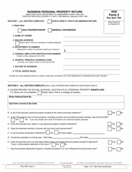 Document preview: Form 2 Business Personal Property Return - Maryland