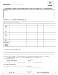 Form 2 Business Personal Property Return - Maryland, Page 2