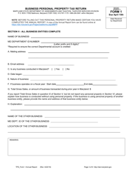 Form 1 Annual Report and Personal Property Tax Return - Maryland, Page 3