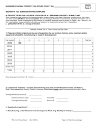 Form 1 Annual Report and Personal Property Tax Return - Maryland, Page 4