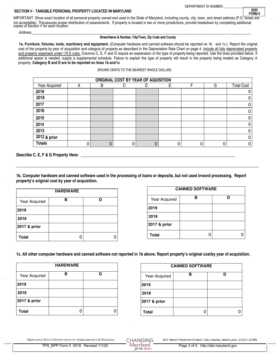 Form 5 Annual Report and Personal Property Return - Maryland, Page 3