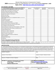Form HTC-1 Homeowners&#039; Property Tax Credit Application - Maryland, Page 2