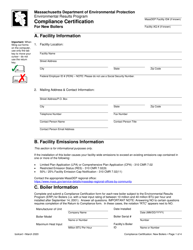 Compliance Certification for New Boilers - Massachusetts