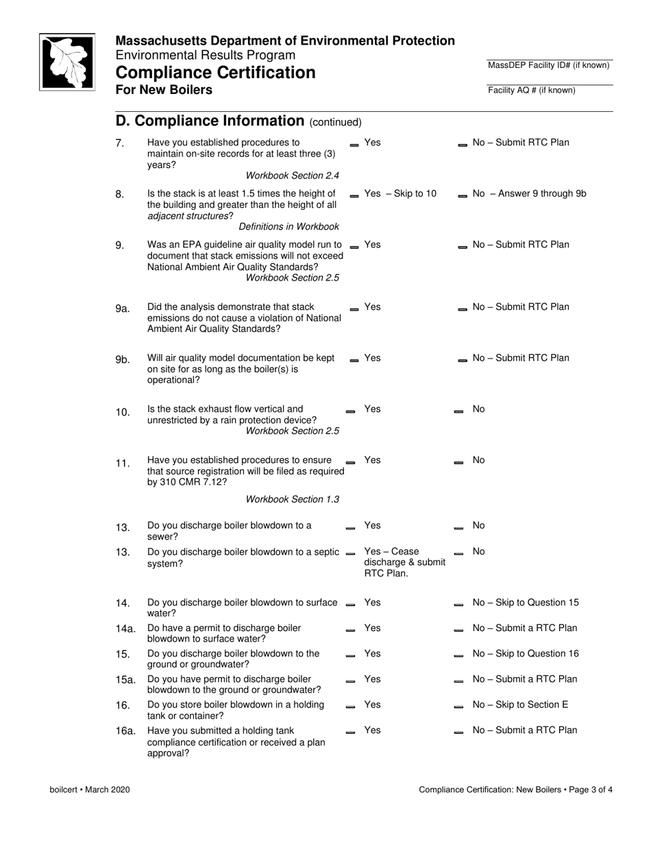 Compliance Certification for New Boilers - Massachusetts, Page 3