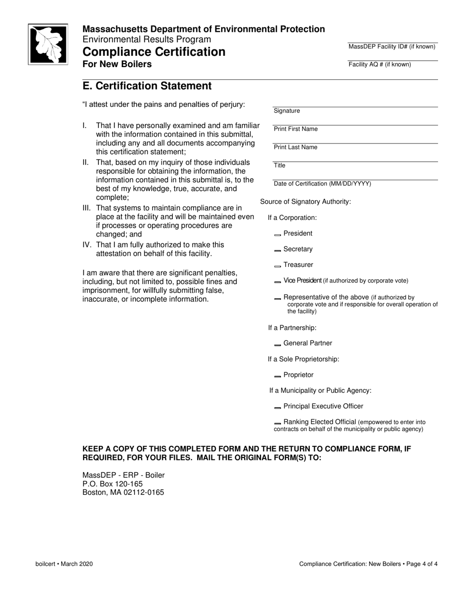 Compliance Certification for New Boilers - Massachusetts, Page 4