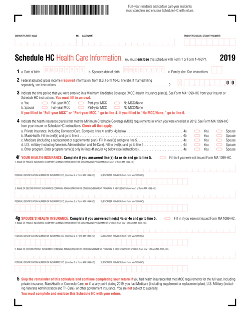 Schedule HC 2019 Printable Pdf