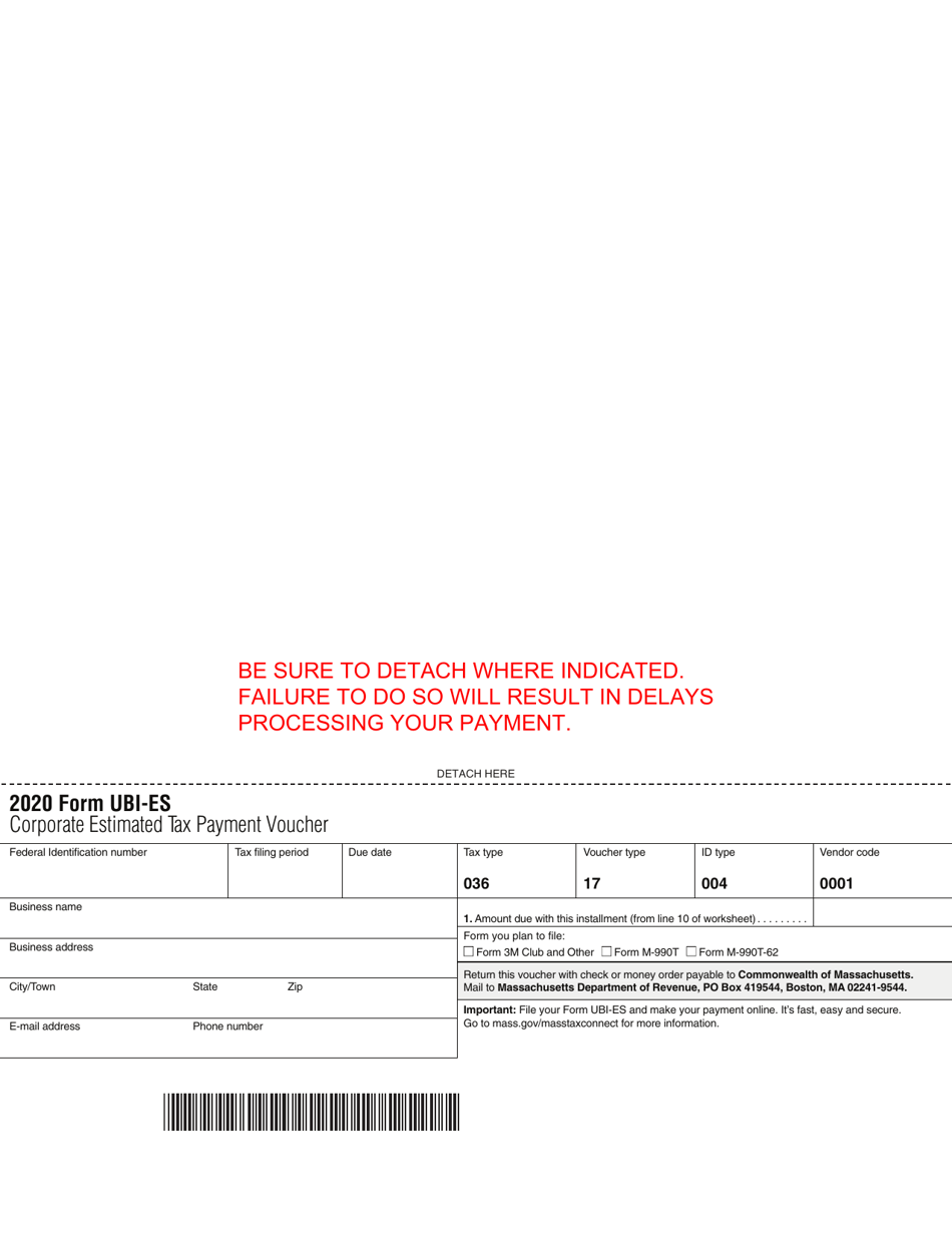 Form UBI-ES Corporate Estimated Tax Payment Voucher - Massachusetts, Page 3