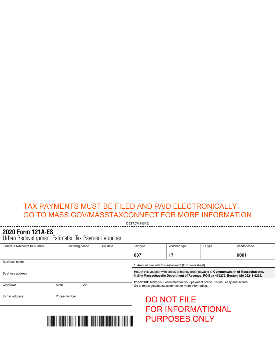 Form 121A-ES Urban Redevelopment Estimated Tax Payment Voucher - Massachusetts, Page 5