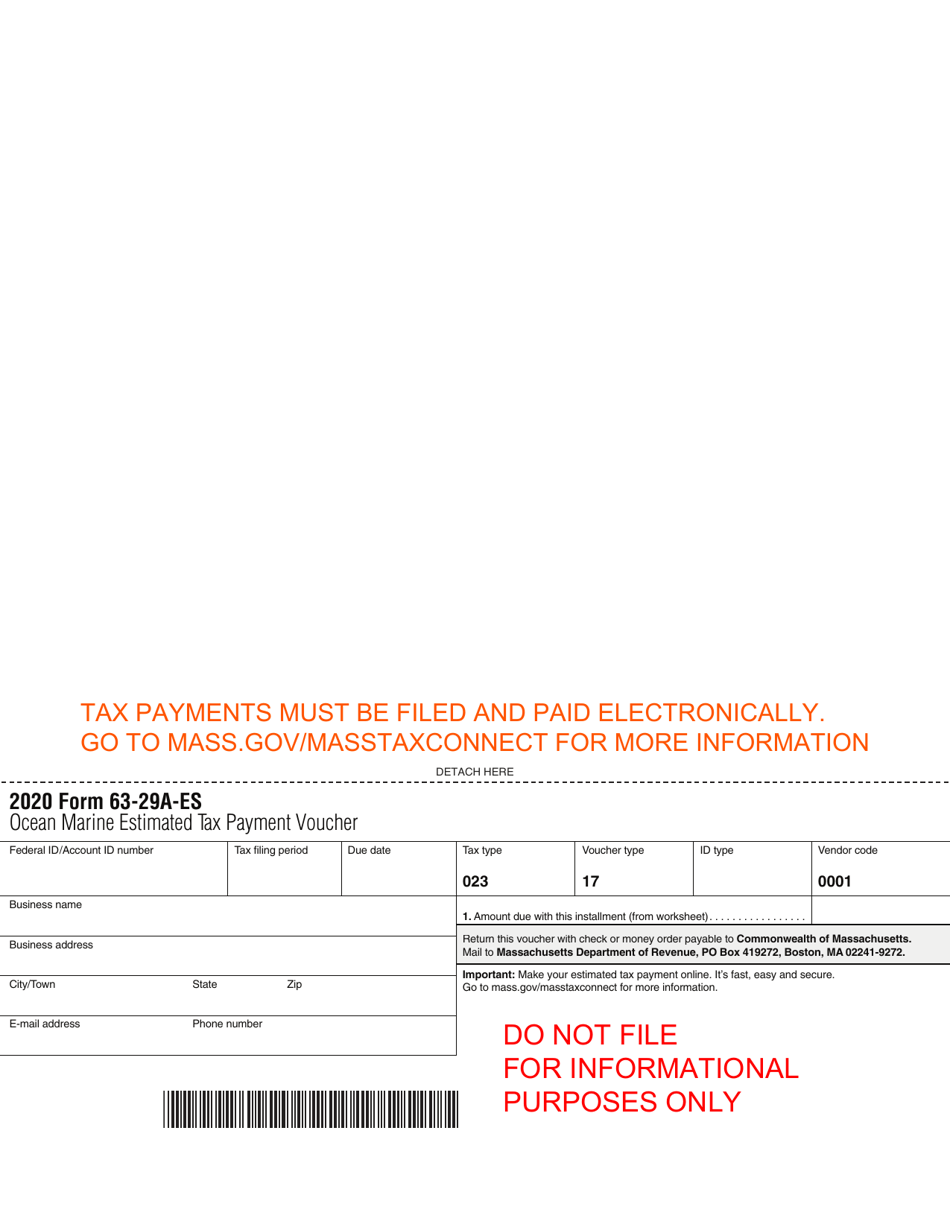 Form 63-29A-ES Ocean Marine Estimated Tax Payment Voucher - Massachusetts, Page 4