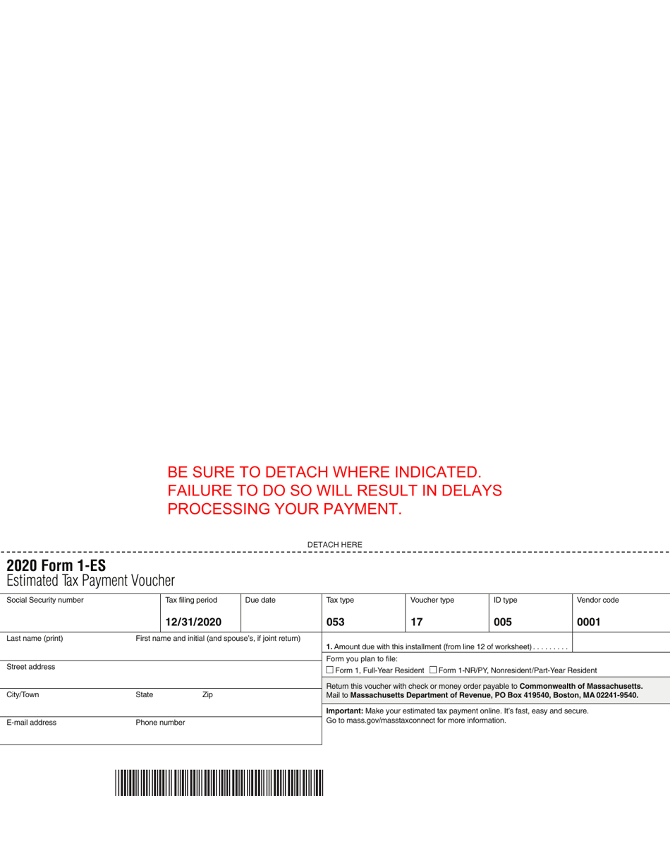 Form 1-ES Estimated Income Tax Payment Voucher - Massachusetts, Page 5