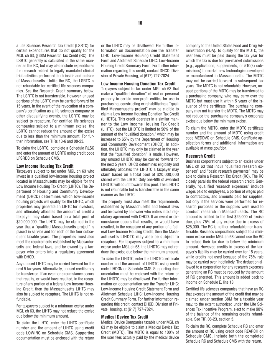 Instructions for Form 63-23P Premium Excise Return for Insurance Companies - Massachusetts, Page 10