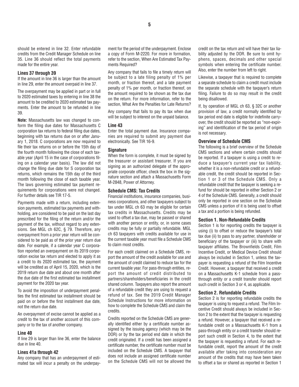Instructions for Form 63-23P Premium Excise Return for Insurance Companies - Massachusetts, Page 5