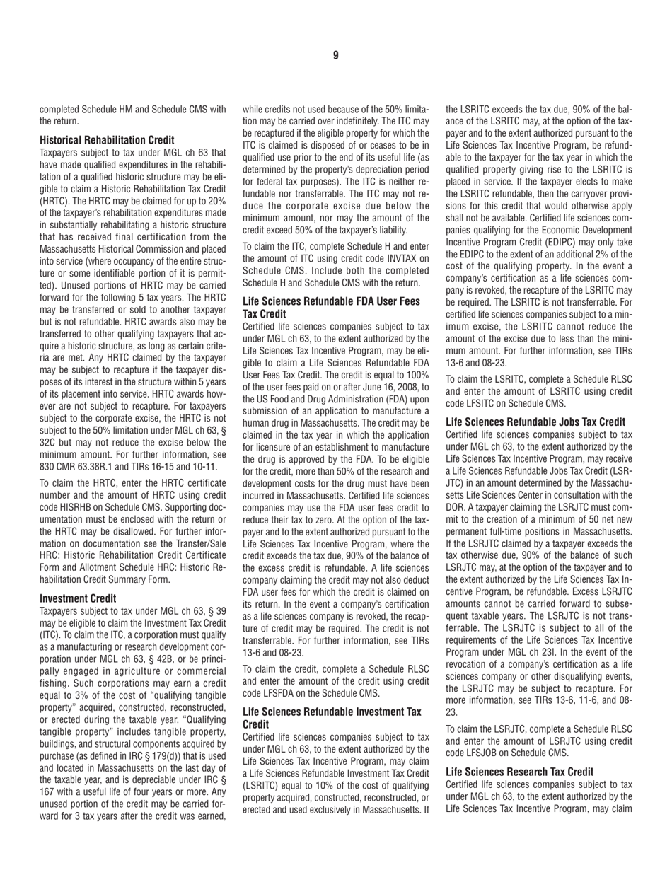 Instructions for Form 63-23P Premium Excise Return for Insurance Companies - Massachusetts, Page 9