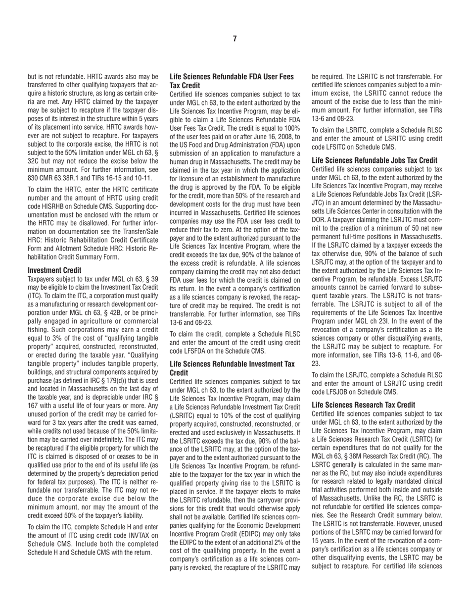 Instructions for Form 63-29A Ocean Marine Profits Tax Return - Massachusetts, Page 7