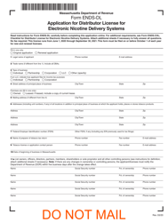 Form ENDS-DL Application for Distributor License for Electronic Nicotine Delivery Systems - Massachusetts
