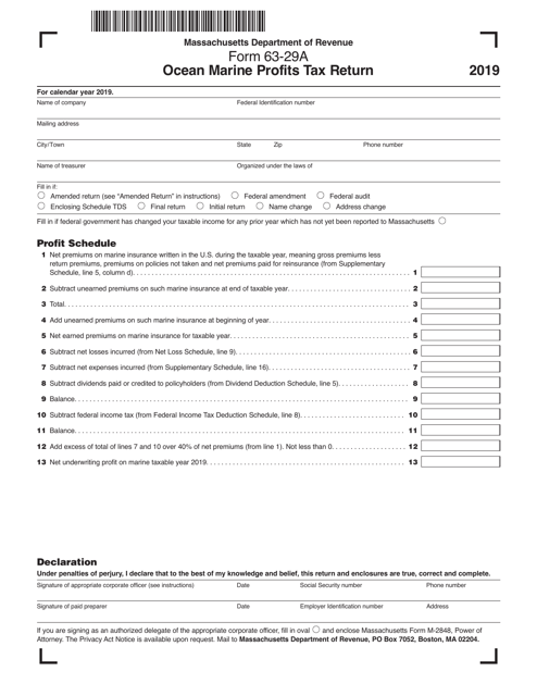 Form 63-29A 2019 Printable Pdf