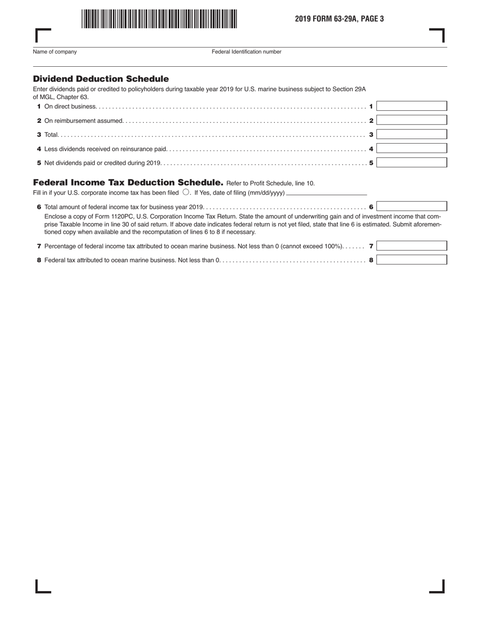 Form 63-29A Ocean Marine Profits Tax Return - Massachusetts, Page 3