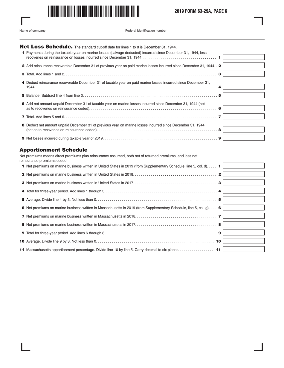 Form 63-29A Ocean Marine Profits Tax Return - Massachusetts, Page 6