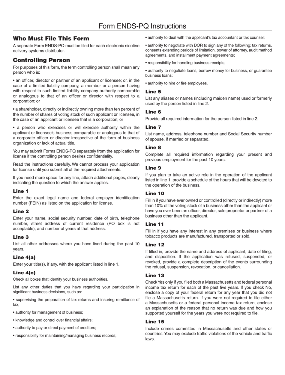 Form ENDS-PQ Personal Questionnaire - Massachusetts, Page 5
