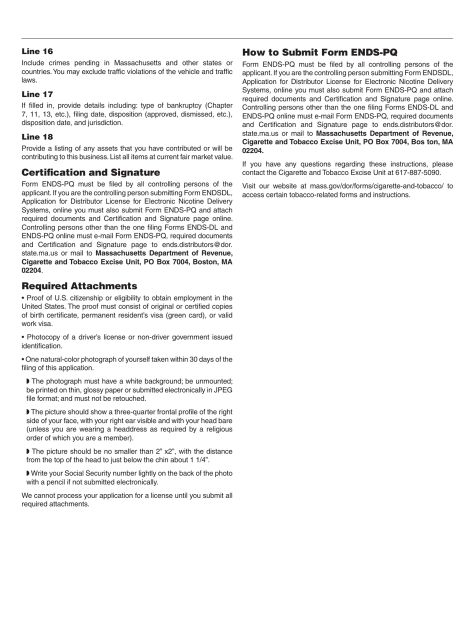 Form ENDS-PQ Personal Questionnaire - Massachusetts, Page 6