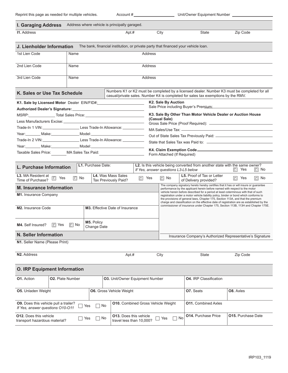 Form IRP103 International Registration Plan (Irp) Supplement Application - Massachusetts, Page 4