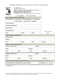 Document preview: Dairy Certified Industry Field Representative Application - Michigan