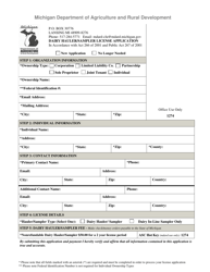 Document preview: Dairy Hauler/Sampler License Application - Michigan
