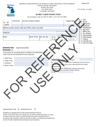 Form DY-346 Grade &quot;a&quot; Dairy Inspection Form - Michigan