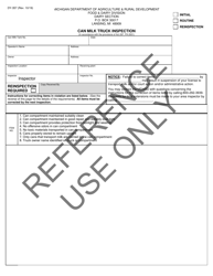 Form DY-357 Can Milk Truck Inspection - Michigan