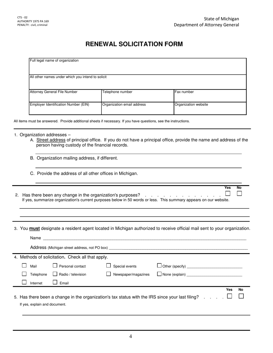 Form CTS-02 Renewal Solicitation Form - Michigan, Page 4