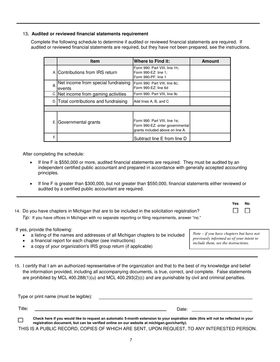 Form CTS-02 Renewal Solicitation Form - Michigan, Page 7
